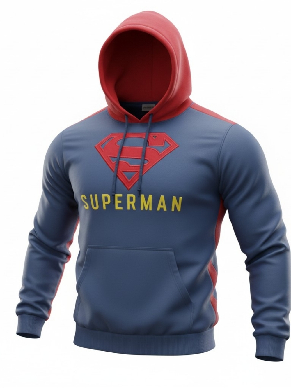 SIX FLAGS | DC Comic Superman Shield Logo Hoodie Blue Red Superhero Pullover | M